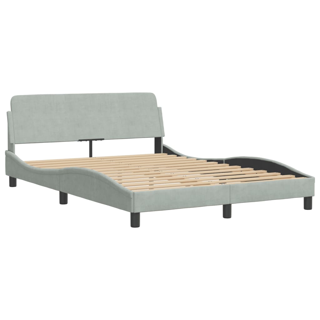 Cadre de lit sans matelas gris clair 140x190 cm velours