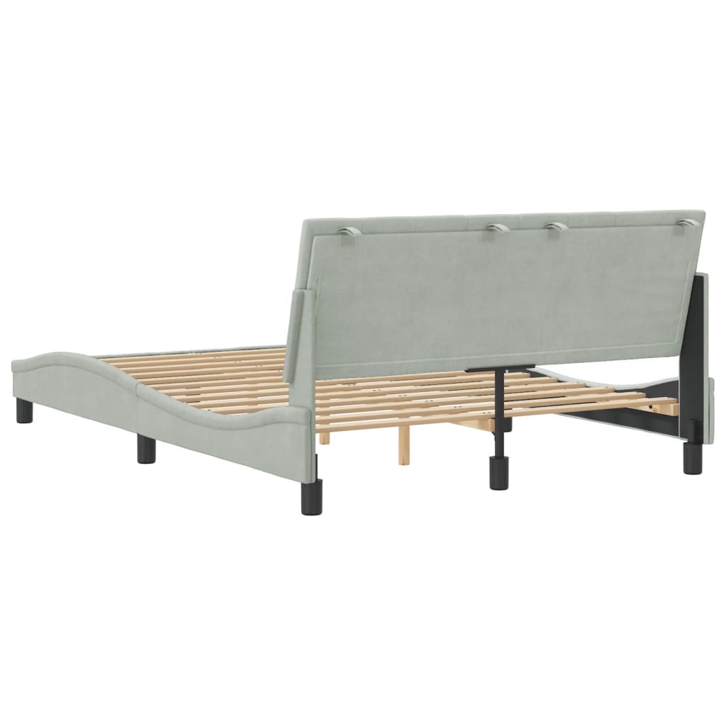 Cadre de lit sans matelas gris clair 140x190 cm velours