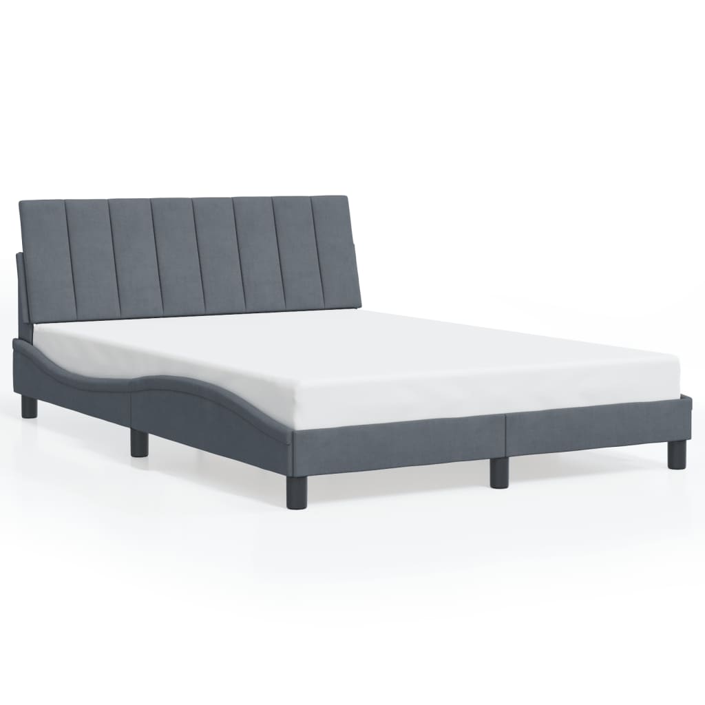 Cadre de lit sans matelas gris foncé 140x190 cm velours