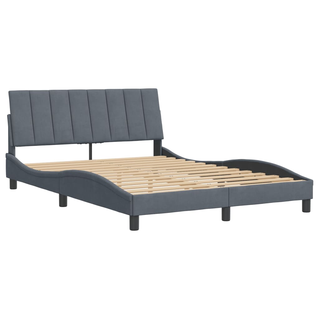 Cadre de lit sans matelas gris foncé 140x190 cm velours