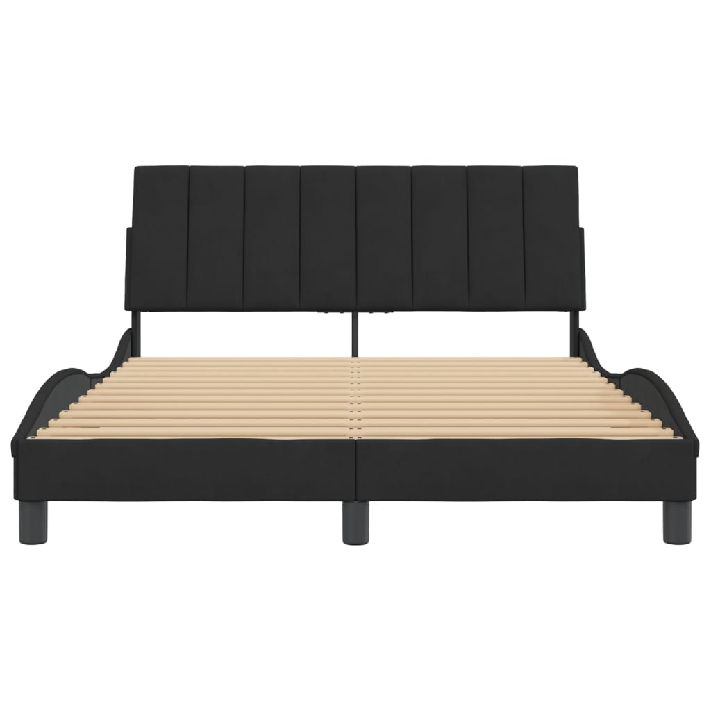 Cadre de lit sans matelas noir 140x190 cm velours