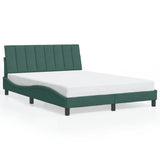 Cadre de lit sans matelas vert foncé 140x190 cm velours