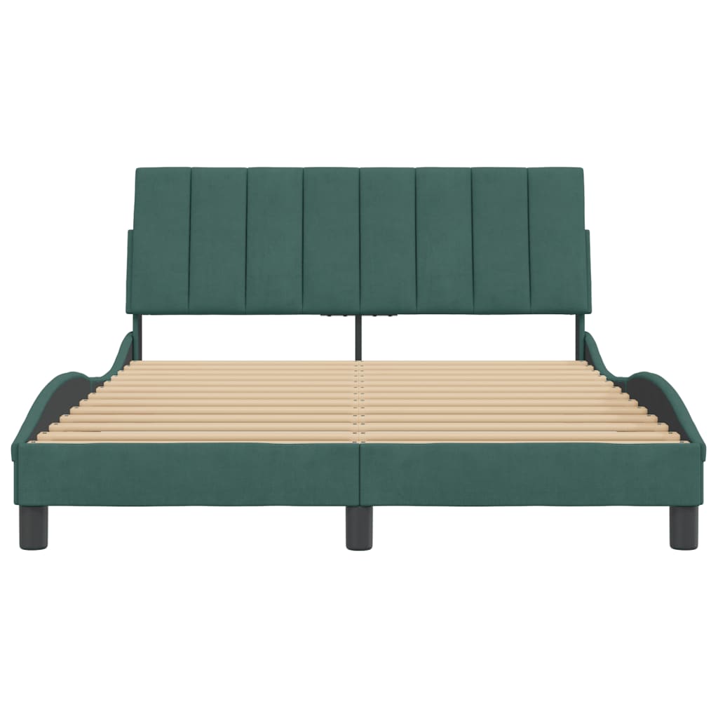 Cadre de lit sans matelas vert foncé 140x190 cm velours