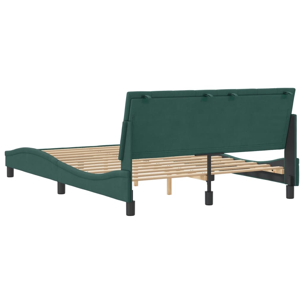 Cadre de lit sans matelas vert foncé 140x190 cm velours