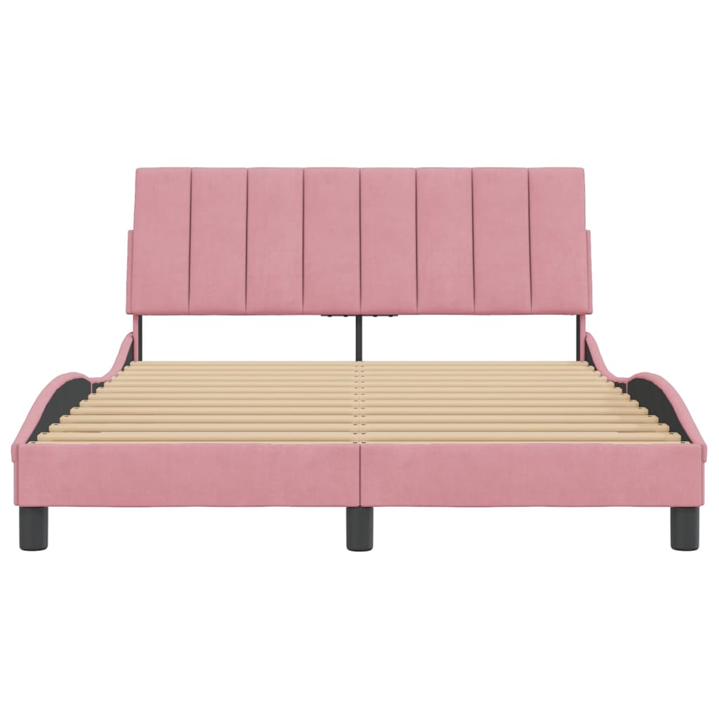 Cadre de lit sans matelas rose 140x190 cm velours