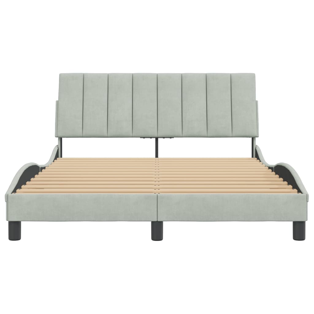 Cadre de lit sans matelas gris clair 140x200 cm velours