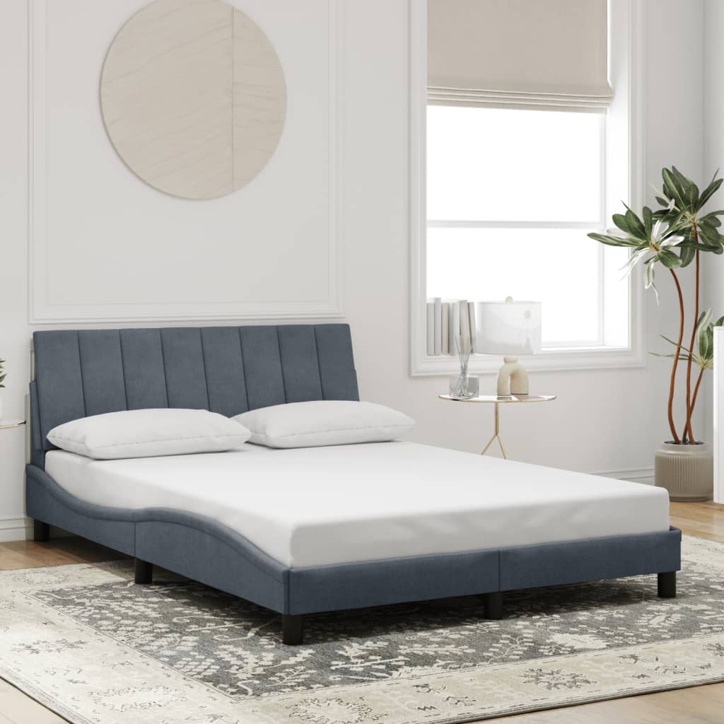 Cadre de lit sans matelas gris foncé 140x200 cm velours