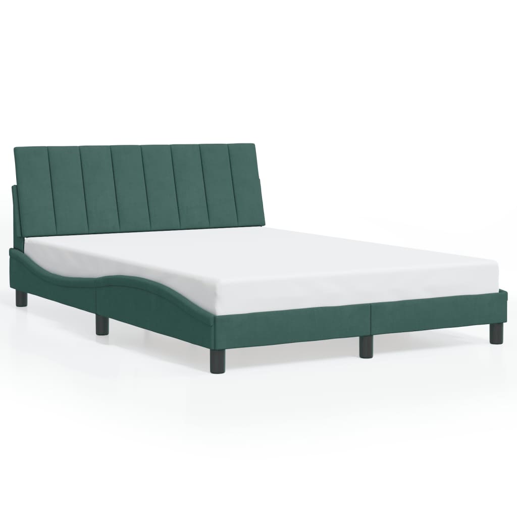 Cadre de lit sans matelas vert foncé 140x200 cm velours