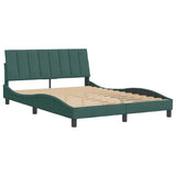 Cadre de lit sans matelas vert foncé 140x200 cm velours