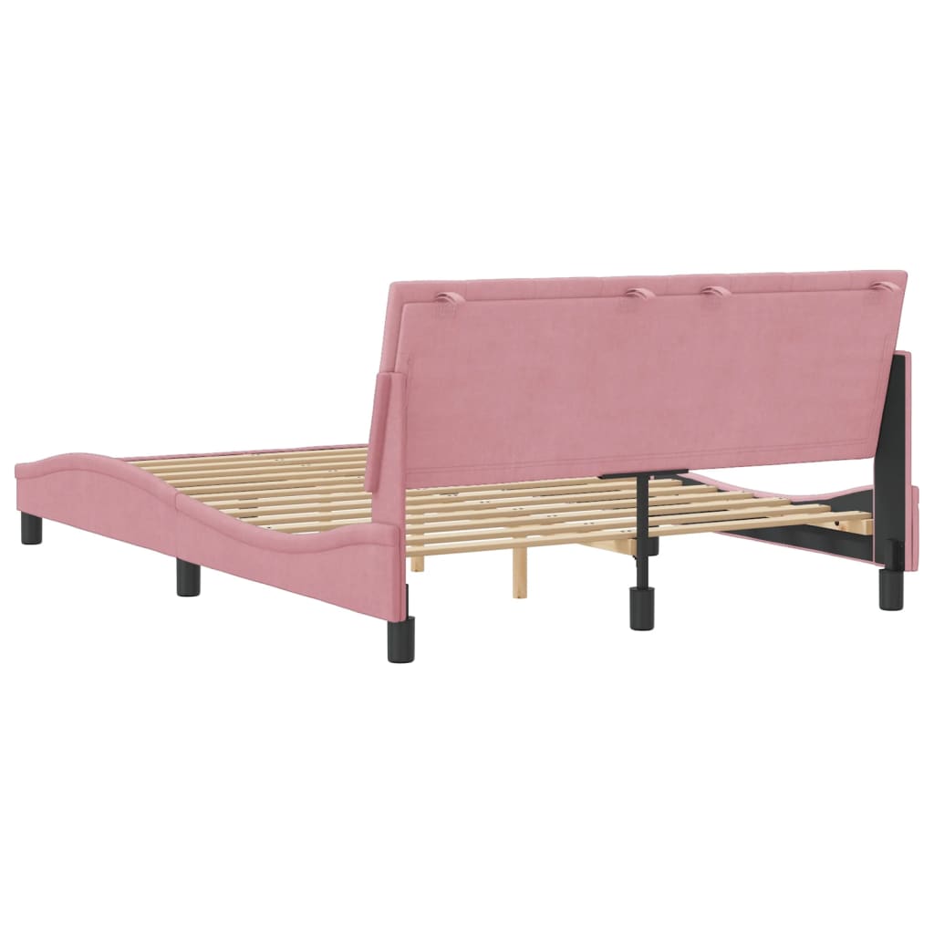 Cadre de lit sans matelas rose 140x200 cm velours