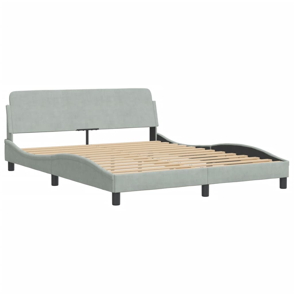 Cadre de lit sans matelas gris clair 160x200 cm velours