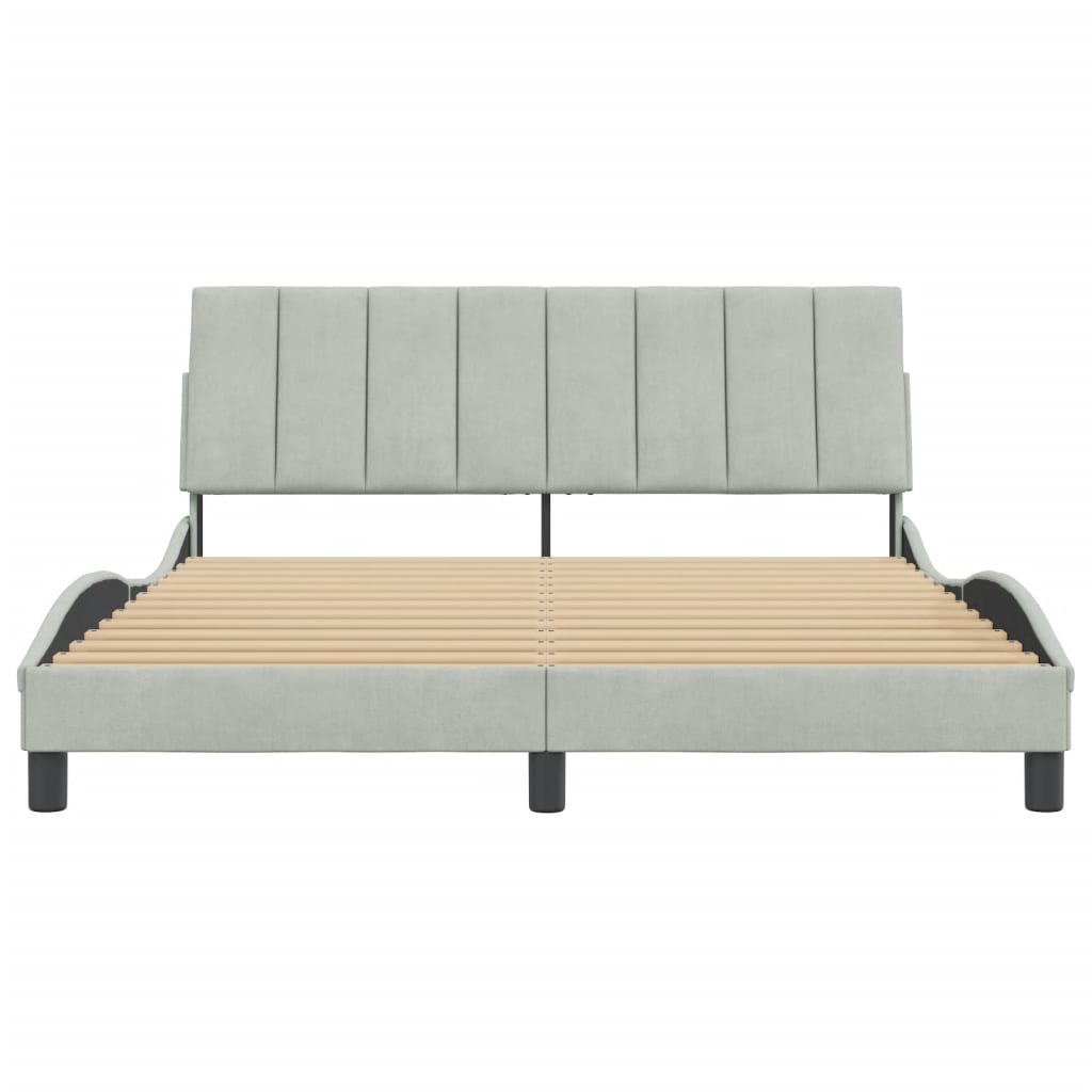 Cadre de lit sans matelas gris clair 160x200 cm velours