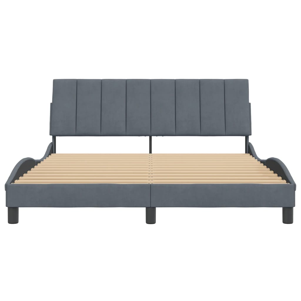 Cadre de lit sans matelas gris foncé 160x200 cm velours