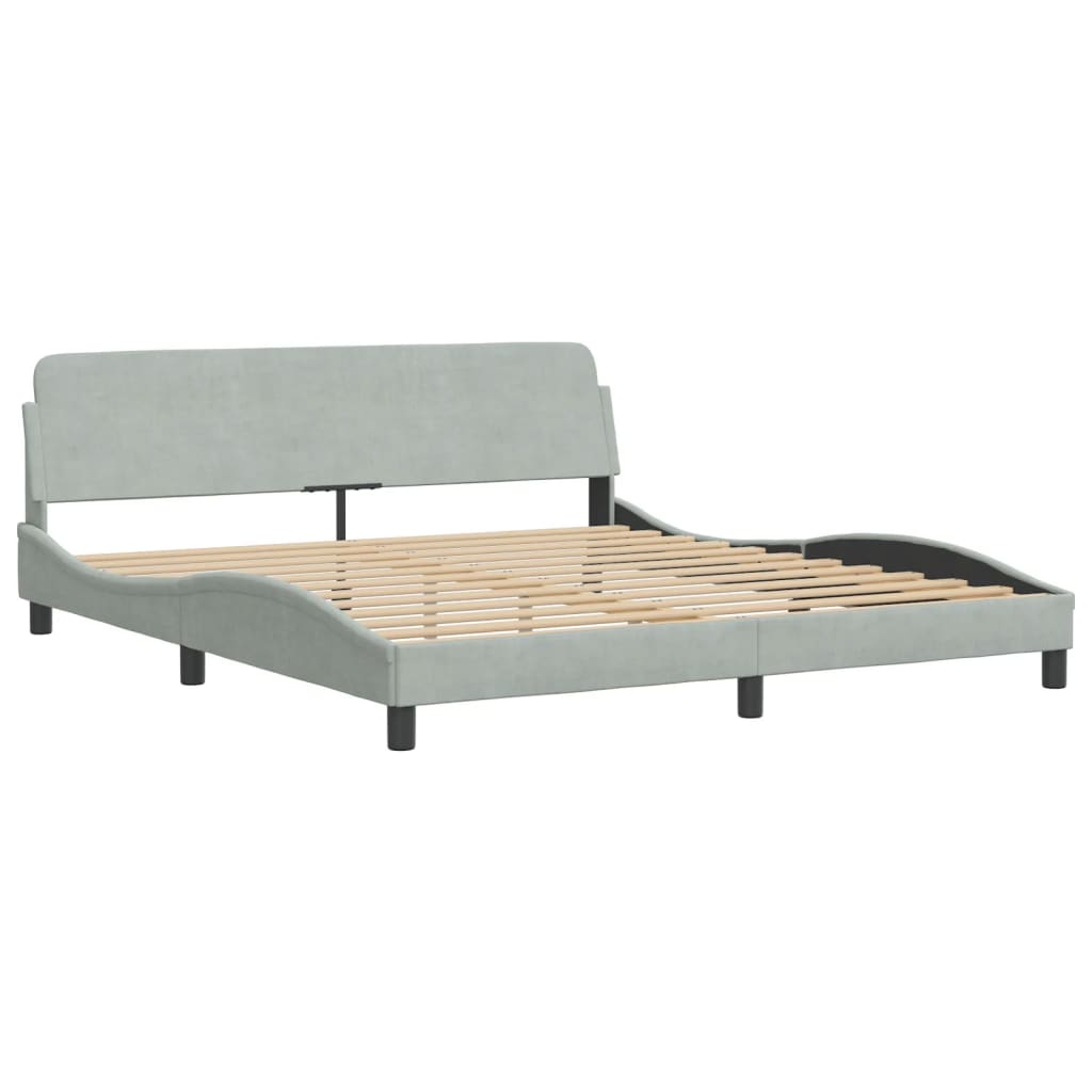 Cadre de lit sans matelas gris clair 180x200 cm velours