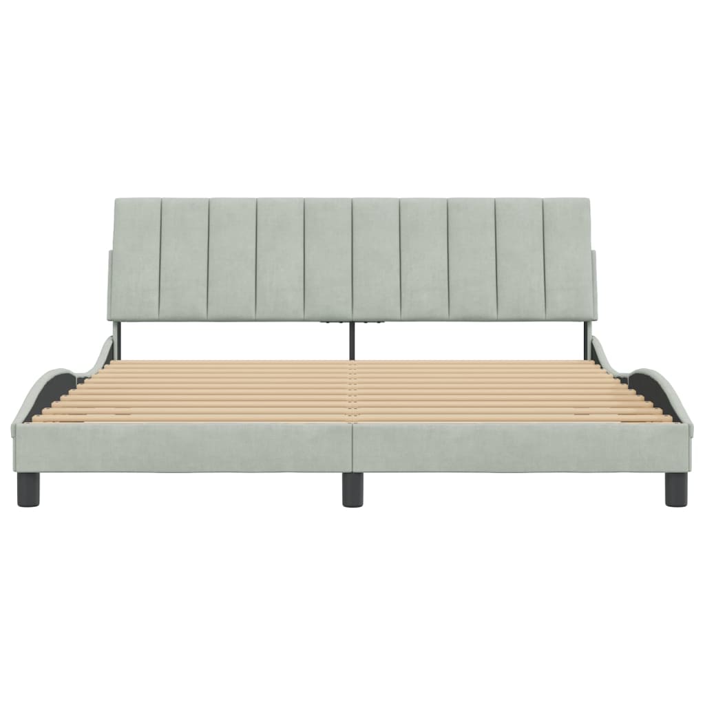 Cadre de lit sans matelas gris clair 180x200 cm velours