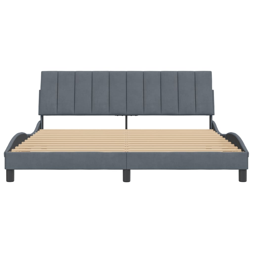 Cadre de lit sans matelas gris foncé 180x200 cm velours