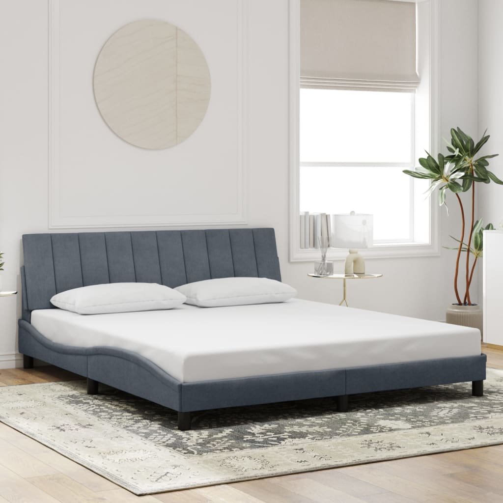 Cadre de lit sans matelas gris foncé 180x200 cm velours