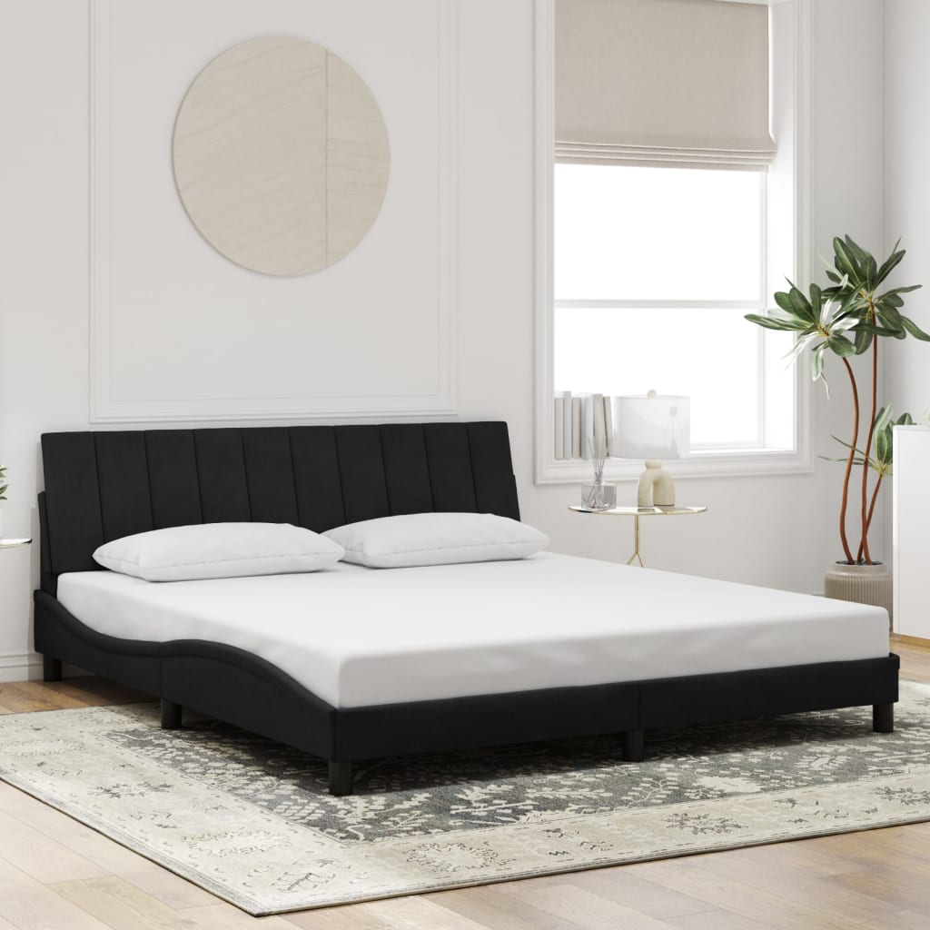 Cadre de lit sans matelas noir 180x200 cm velours