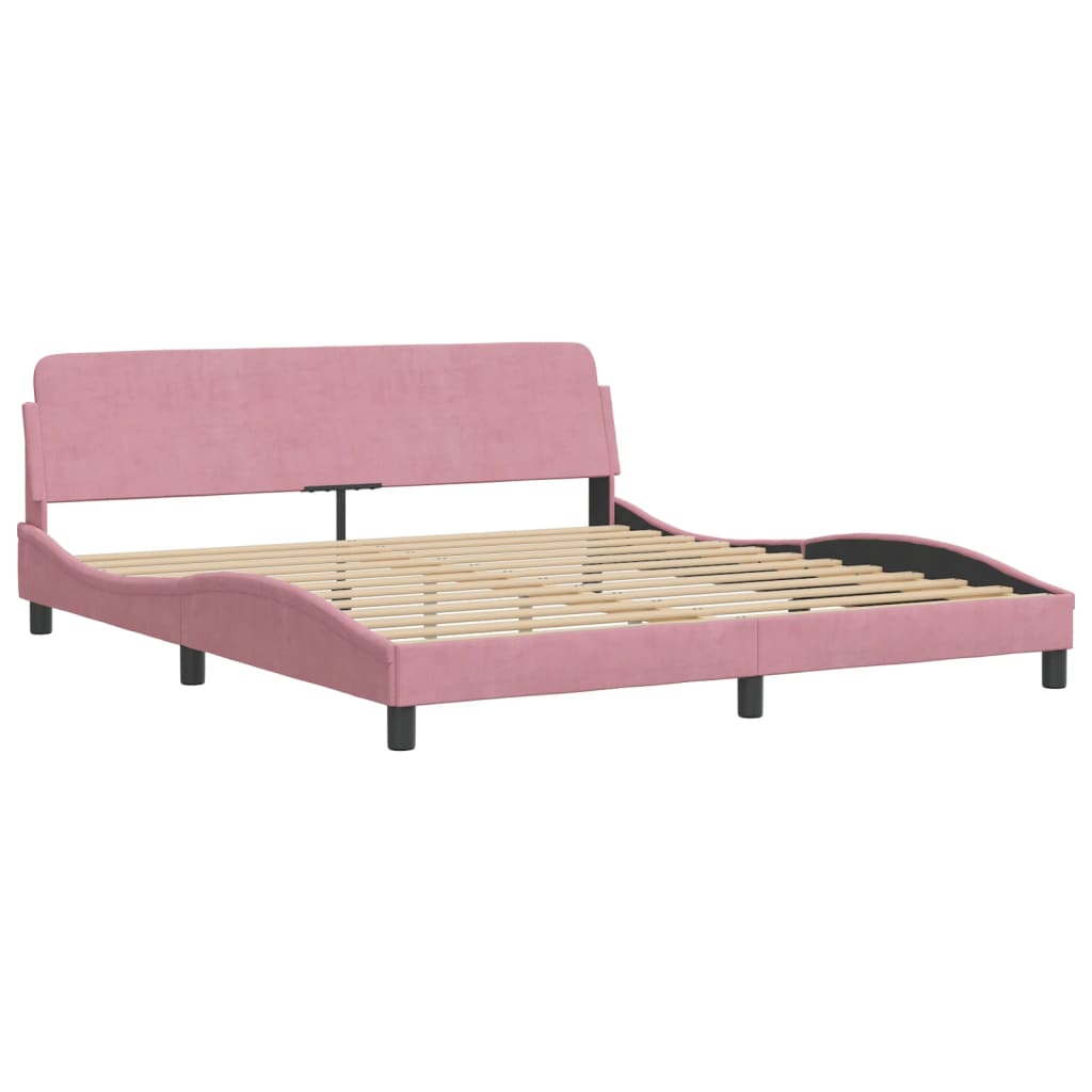 Cadre de lit sans matelas rose 180x200 cm velours