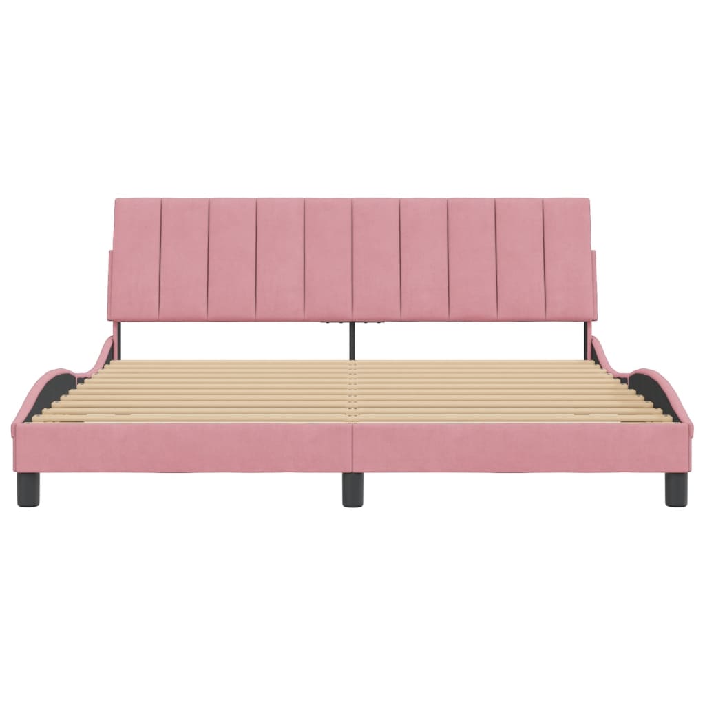 Cadre de lit sans matelas rose 180x200 cm velours