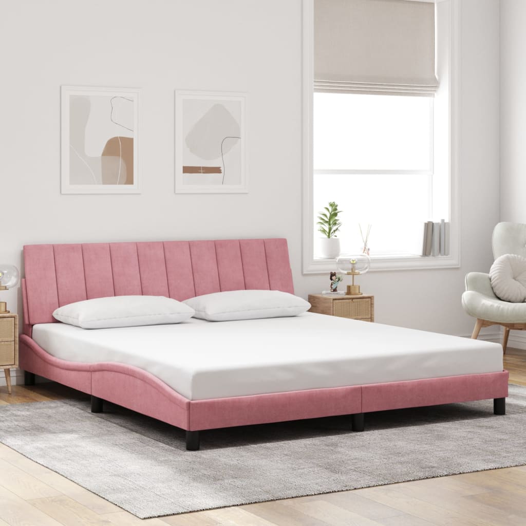 Cadre de lit sans matelas rose 180x200 cm velours