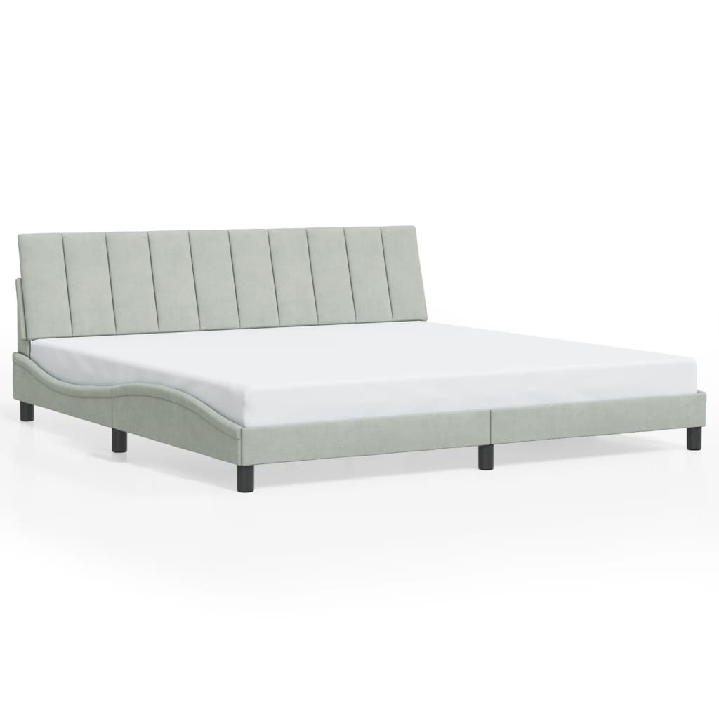 Cadre de lit sans matelas gris clair 200x200 cm velours