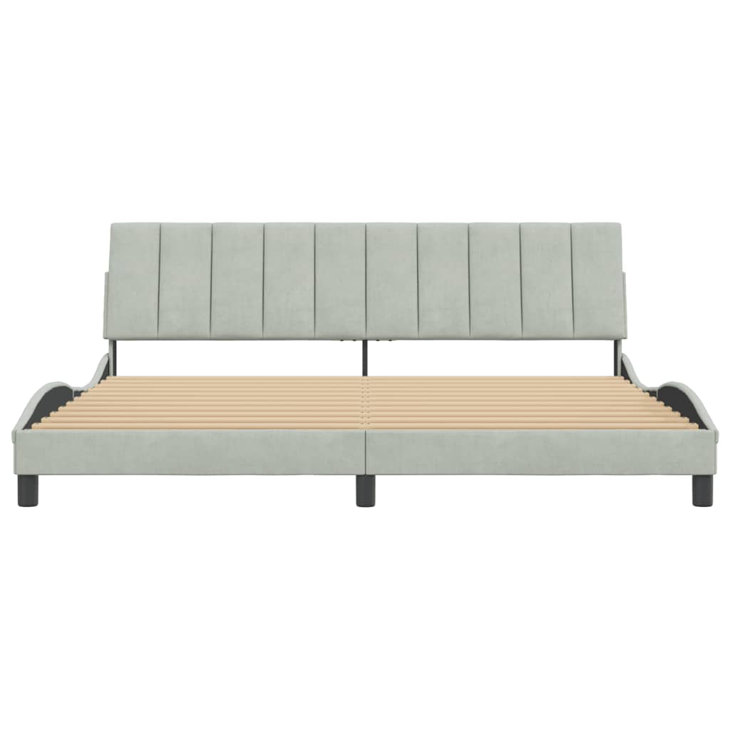 Cadre de lit sans matelas gris clair 200x200 cm velours