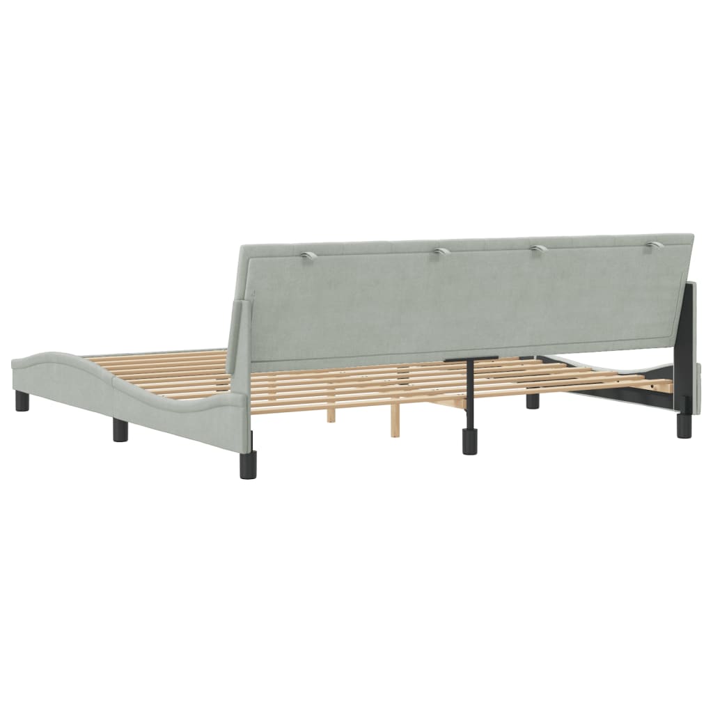 Cadre de lit sans matelas gris clair 200x200 cm velours