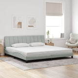 Cadre de lit sans matelas gris clair 200x200 cm velours