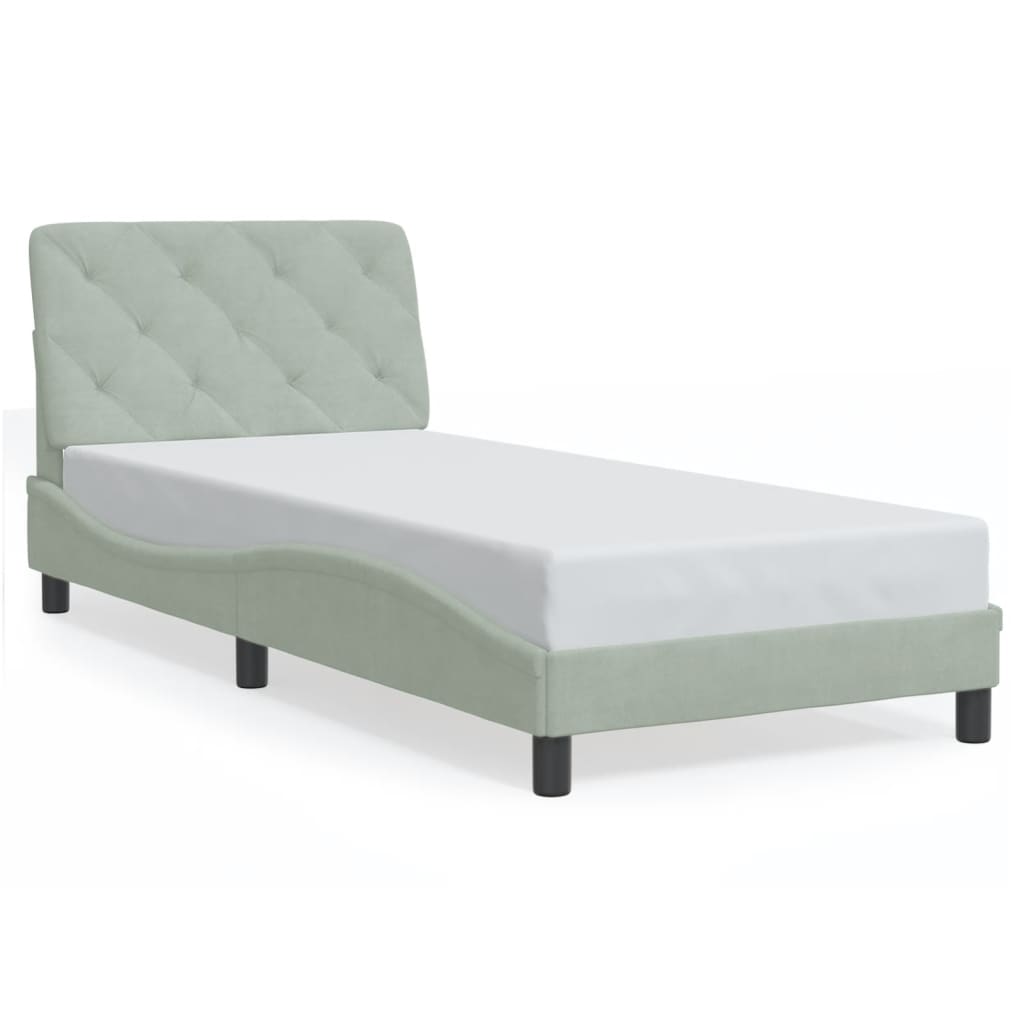 Cadre de lit sans matelas gris clair 80x200 cm velours