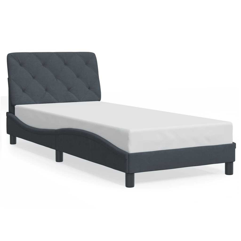 Cadre de lit sans matelas gris foncé 80x200 cm velours