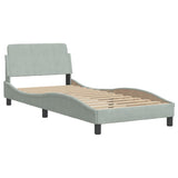 Cadre de lit sans matelas gris clair 90x190 cm velours