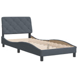 Cadre de lit sans matelas gris foncé 90x190 cm velours