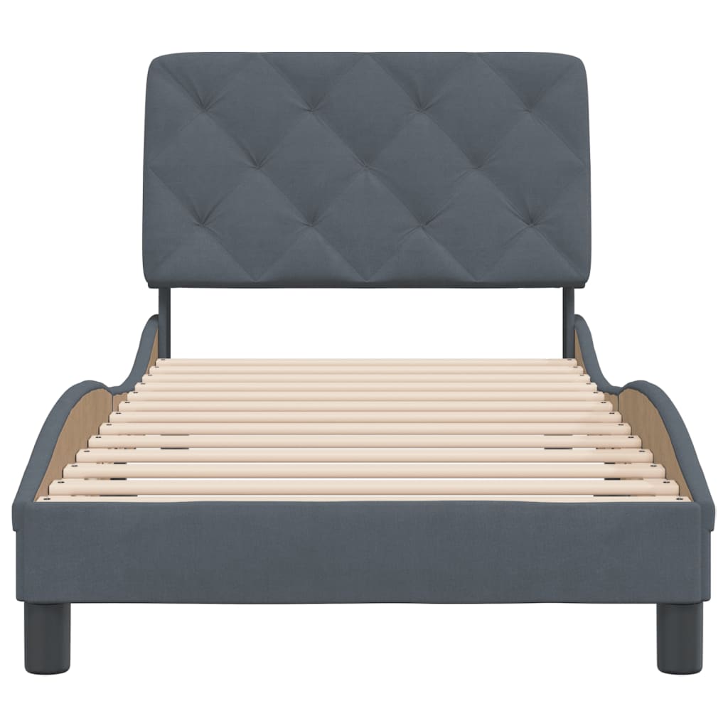 Cadre de lit sans matelas gris foncé 90x190 cm velours