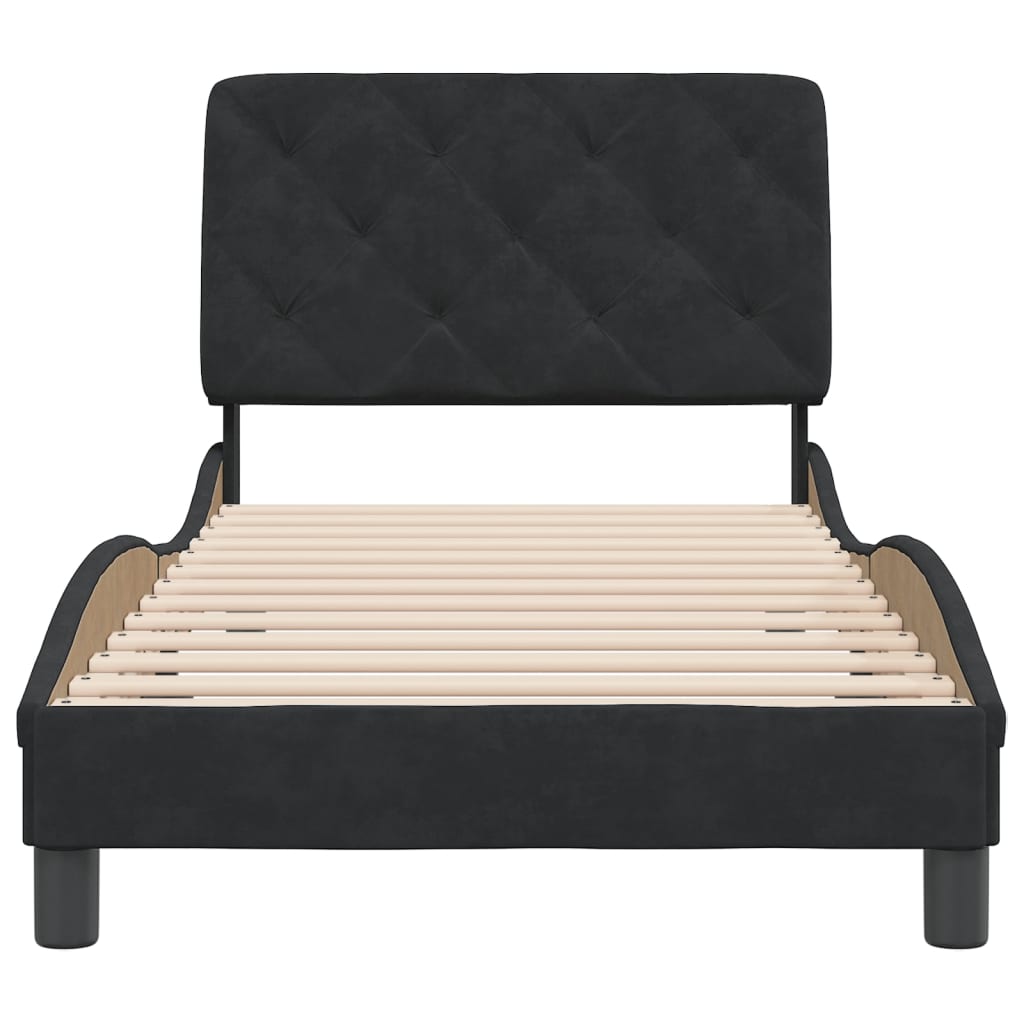 Cadre de lit sans matelas noir 90x190 cm velours