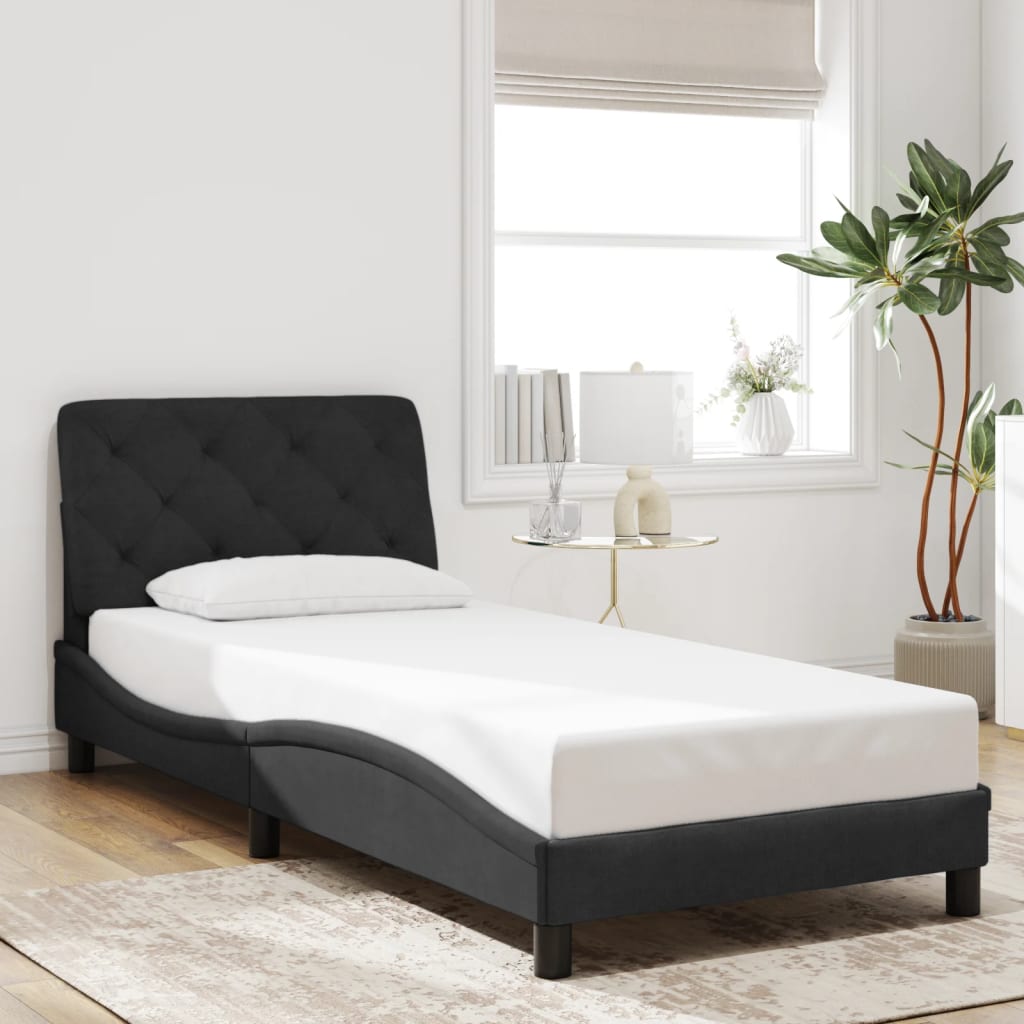 Cadre de lit sans matelas noir 90x190 cm velours