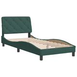 Cadre de lit sans matelas vert foncé 90x190 cm velours