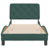 Cadre de lit sans matelas vert foncé 90x190 cm velours