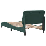 Cadre de lit sans matelas vert foncé 90x190 cm velours