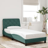 Cadre de lit sans matelas vert foncé 90x190 cm velours