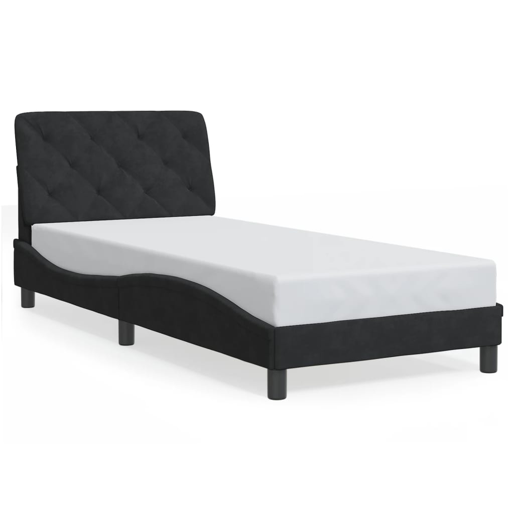 Cadre de lit sans matelas noir 90x200 cm velours