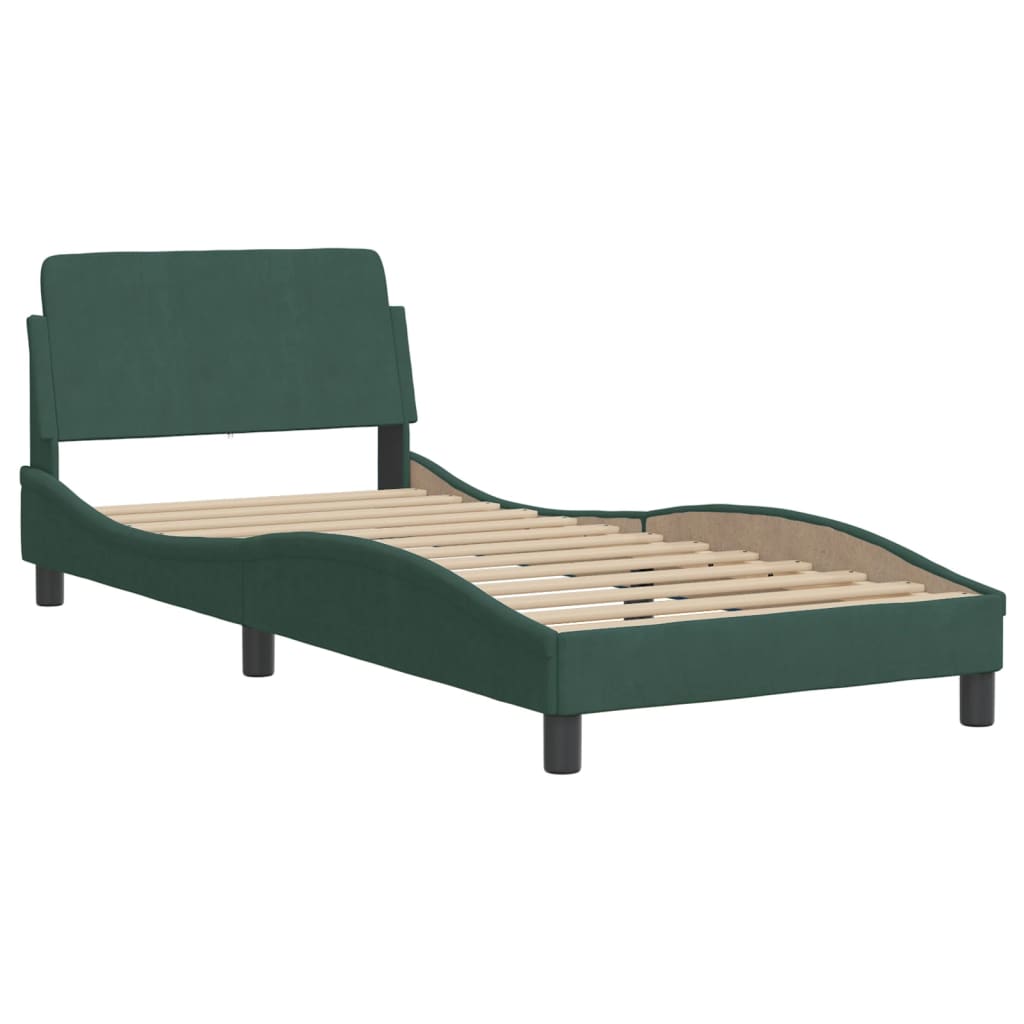 Cadre de lit sans matelas vert foncé 90x200 cm velours