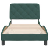 Cadre de lit sans matelas vert foncé 90x200 cm velours