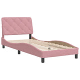 Cadre de lit sans matelas rose 90x200 cm velours