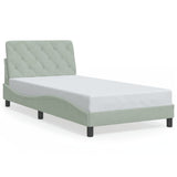 Cadre de lit sans matelas gris clair 100x200 cm velours