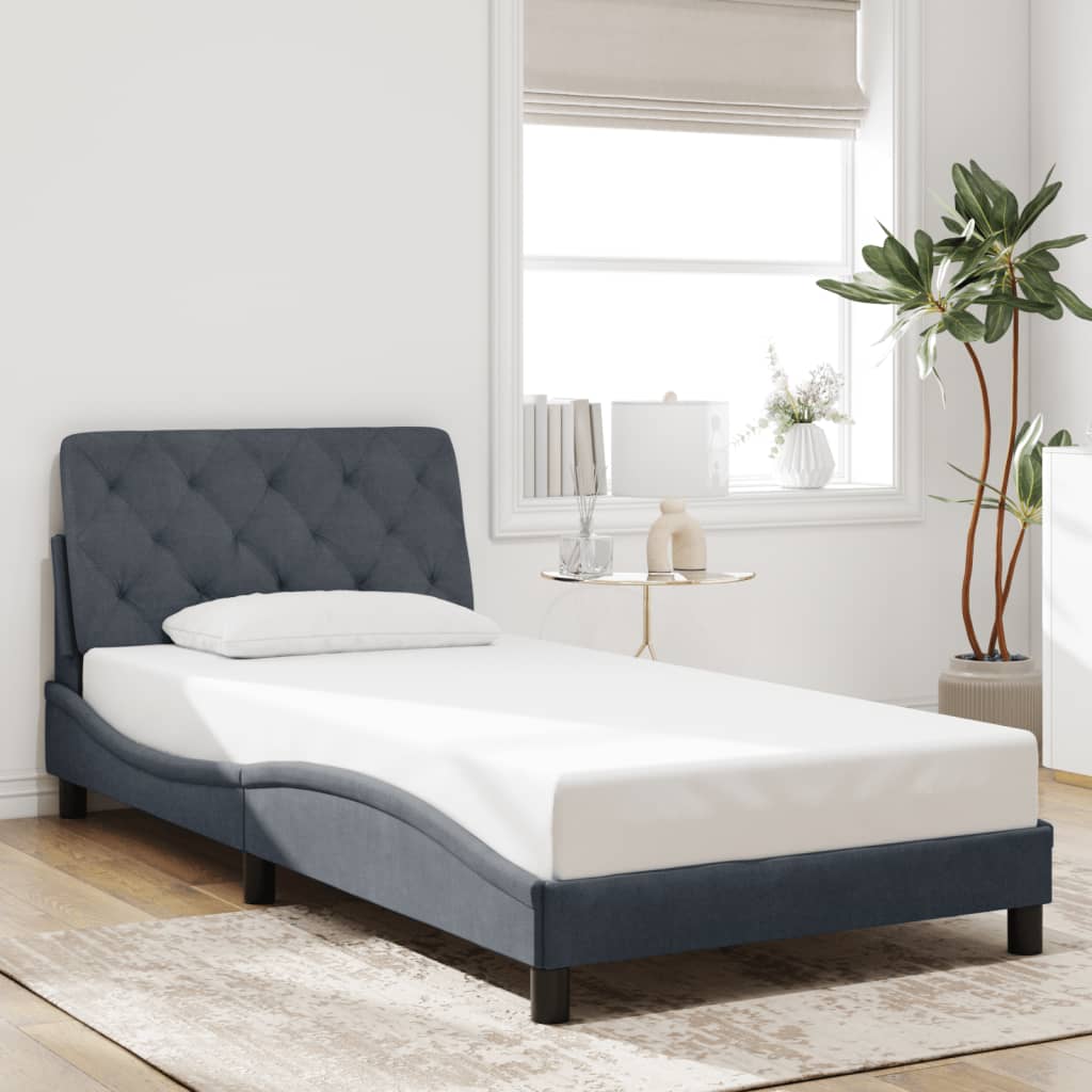 Cadre de lit sans matelas gris foncé 100x200 cm velours