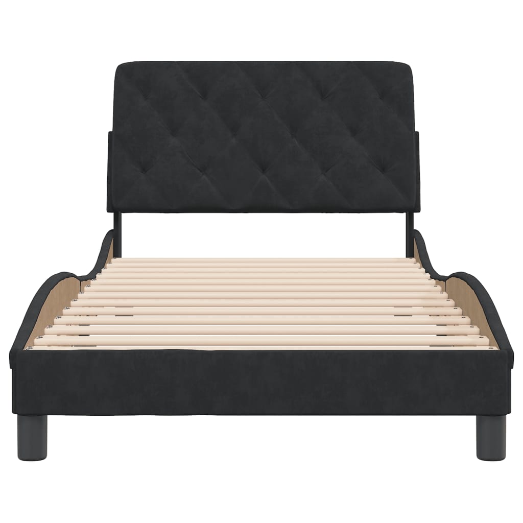 Cadre de lit sans matelas noir 100x200 cm velours