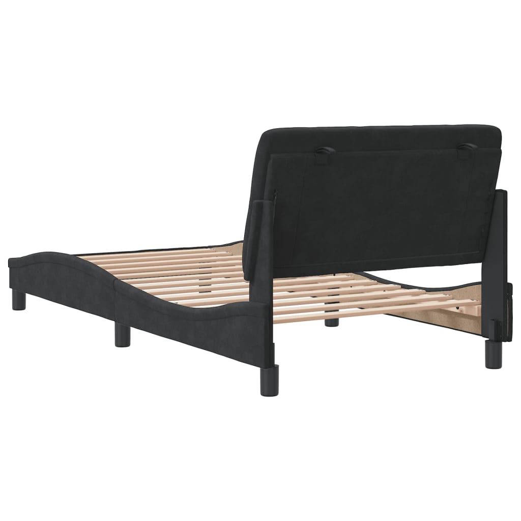 Cadre de lit sans matelas noir 100x200 cm velours