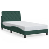 Cadre de lit sans matelas vert foncé 100x200 cm velours