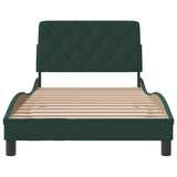 Cadre de lit sans matelas vert foncé 100x200 cm velours